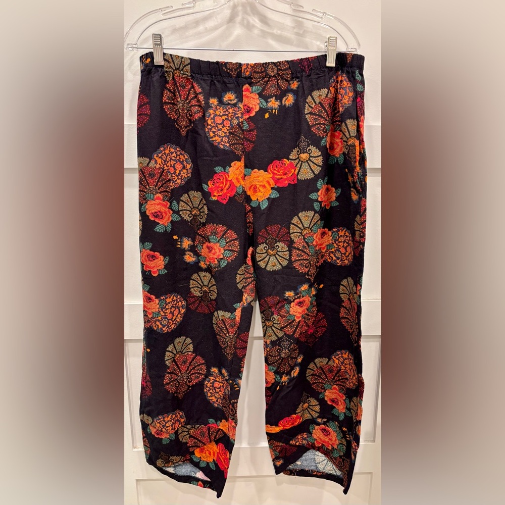 Women’s Floral Patterned Wide Leg Harem Cropped Pants